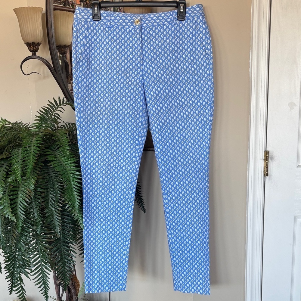 Michael Kors Crew Blue & White Geometric Casual Dress Pants Nautical Trousers